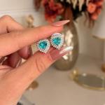 BRINCO CORAÇÃO PARAÍBA E MOISSANITE